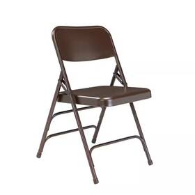 National Public Seating 445026468466 Brown Metal Stackable Folding Chair Set Of 4