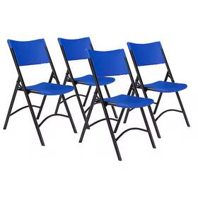 National Public Seating 604747602048 604 Folding Chair Plastic Blue Pk4