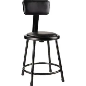6418b-10 National Public Seating Stool With Back Steel Vinyl Black 18 Inch H