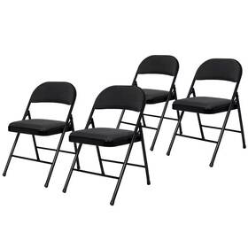National Public Seating 726084451896 Bernadine Basics Fabric Folding Chair Black Pack Of 4