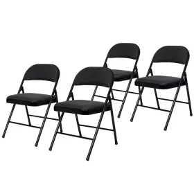 National Public Seating 726084451896 Bernadine Basics Fabric Folding Chair Black Pack Of 4