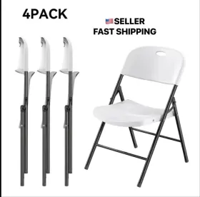 14833wsp4e Nazhura 4 Pack White Folding Chairs Indoor Outdoor Durable Resin Lightweight Hq