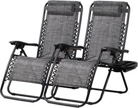 Nazhura 445037216230 Set Of 2 Relaxing Recliners Patio Chairs Adjustable Steel Mesh Zero Grav