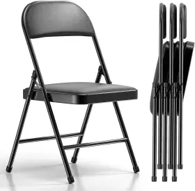 Paddedfoldingkhaki2pack Nazhura 4 Pack Folding Chairs With Padded Cushion And Back Khaki Metal W
