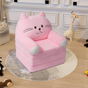 Nebuaegis Bb05001 Kids Sofa Chair For Toddler 2-in-1 Folding Soft One Size Cat Pink