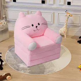 Bb05001 Nebuaegis Kids Sofa Chair For Toddler 2-in-1 Folding Soft One Size Cat Pink