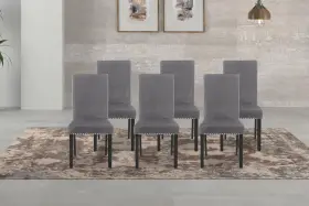 New Classic Furniture 197927002634 Celeste Dining Chair Set Of 6 100% Polyester Gray Vel