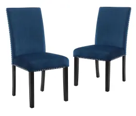 New Classic Furniture 840668181549 Celeste Blue Velvet Upholstered Dining Chair/side Chair/accent Chair Set Of