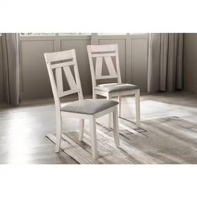 New Classic Home Furnishings 313103415467 Furniture Maisie White Wood Dining Side Chair With Fabric Seat Set