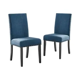 D162-sc-mar New Classic Home Furnishings Furniture Crispin Marine Blue Polyester Upholstered Dining Chair Of