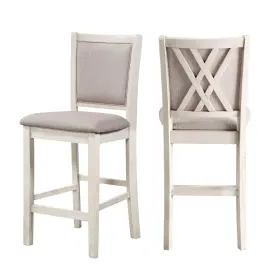 D3651-22-bsq New Classic Home Furnishings Furniture Amy Wood Counter Chair With Polyester Fabric Seat Set O