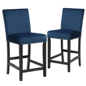 D400-22-blu New Classic Home Furnishings Furniture Celeste 26 Inch Blue Solid Wood Counter Chair With Velvet