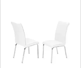 214010 New Spec Side 262 Faux Leather Dining Chair - Soft White/brush Chrome Set Of 2
