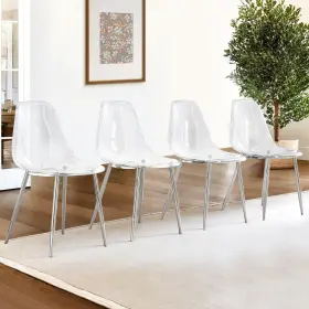 Grace-sd-00538-dx Nicbex Dining Chairs Set Of 4 Armless Crystal Clear Modern Plastic