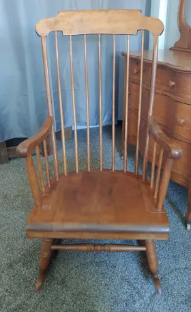 696020 Nichols & Stone Vintage And Co Hardwood Rocking Chair Windsor Style 1970s Rocker