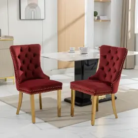 Sw1601wr Nikki Collection High-end Tufted Solid Wood Contemporary Velvet Upholstered Dining Chair Set Of 2