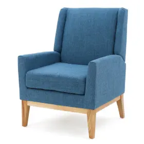 10267 Noble House Wing Back Accent Chair Fabric Upholstery Material In Muted Blue