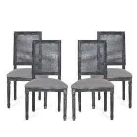106948 Noble House Beckstrom Gray Upholstered Dining Chair Set Of 4