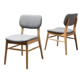 10827 Noble House Dining Chair Upholstered Tapered Splayed Legs Natural Oak Set Of 2