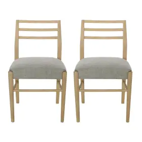 110011 Noble House Fernleaf Gray Fabric And Wood Dining Chairs Set Of 2