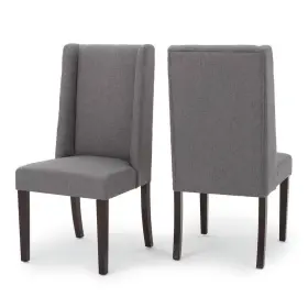 11722 Noble House Braelynn Dark Grey Fabric Wing Back Dining Chair Set Of 2
