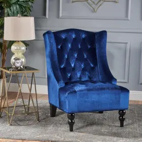 12599 Noble House Toddman Navy Blue New Velvet High-back Club Chair