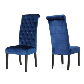 14564 Noble House Leorah Navy Blue Velvet High Back Dining Chair Set Of 2