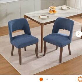 Noble House 306543 Antonio Modern Upholstered Dining Chairs Set Of 2 Blue Fabric Trim