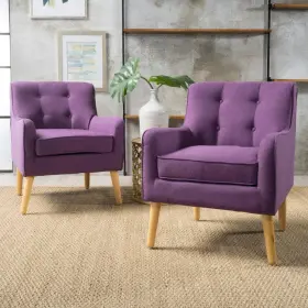 67007 Noble House Felicity Purple Polyester Arm Chair Set Of 2