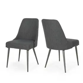 67679 Noble House Alnoor Charcoal Fabric Upholstered Dining Chair Set Of 2
