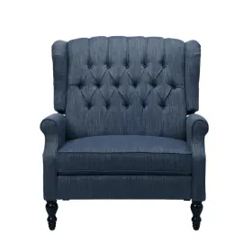 69250 Noble House Apaloosa Navy Blue Fabric Standard No Motion Recliner With Tufted