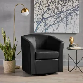 X30.5 Noble House 7693 Accent Chair 30.2 Inch Swivel Flared Arn Faux Leather In Black