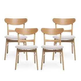 82910 Noble House Idalia Light Beige Fabric Upholstered Side Chair Set Of 4
