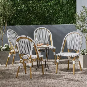 83395 Noble House Elize Bamboo Print Finish Patterned Faux Rattan Outdoor Patio French