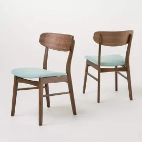 9872 Noble House Emmeline Mint/walnut Finish Fabric Dining Chair Set Of 2