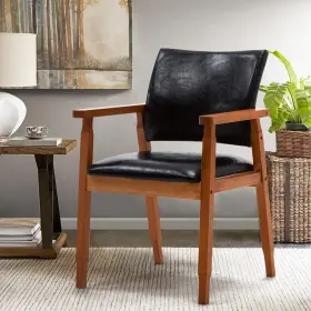 Nob669bk Nobpeint Mid-century Dining Side Chair With Faux 21d X 23w 32.7h In Black
