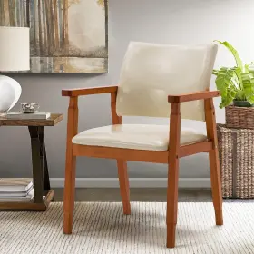 Nob669t Nobpeint Nob Mid-century Dining Side Chair With Faux 21d X 23w 32.7h In Beige