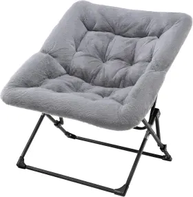 Nobrand 482636903397 Comfy Faux Fur Folding Lounge Chair For Bedroom Living Room Dorm Grey
