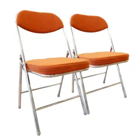 Fc01or Nobrand Rtc Group Vurban Fabric Padded Folding Chair - Citrus Orange Set Of 2