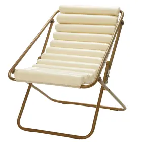 Wk660590 Nobrand Ribbed Folding Sling Lounge Chair Ivory 28 Inch X22 X30
