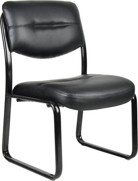 Norstar Office Dba Boss 744759677792 Leather Sled Base Side Chair In Black