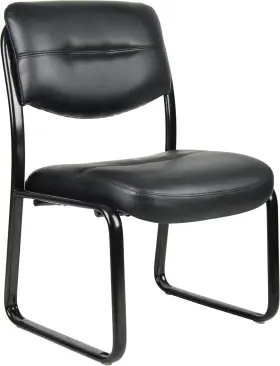 Norstar Office Dba Boss 744759677792 Leather Sled Base Side Chair In Black