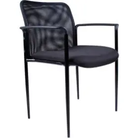 B6909-bk Norstar Office Products - Ho Chi Minh Boss Reception Guest Chair With Arms Mesh- Black