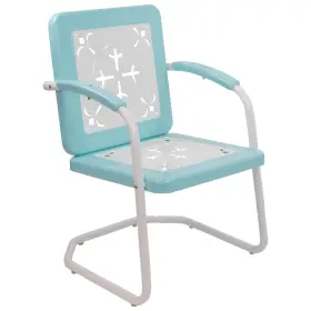 35127451 Northlight 35 Inch Square Outdoor Retro Tulip Armchair Blue And White
