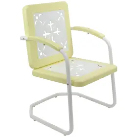35127452 Northlight 35 Inch Square Outdoor Retro Tulip Armchair Yellow And White