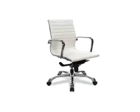 10821 Nova Series Mid-back Executive Chair White Leathertek/chrome Frame