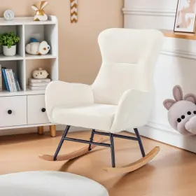 Xk001 Oaaktu Nursery Rocking Chair Upholstered Glider Rocker With High Backrest For Living