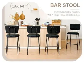 Oakham 709688501129 Bar Chairs Set Of 3 Island Chair Modern Kitchen Counter Height Stools Black