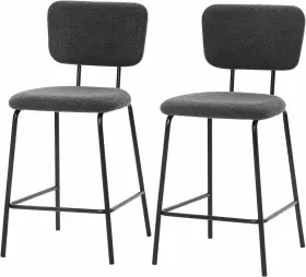 Oakham 709688503192 Bar Stools Set Of 2 Boucle Barstools Island Chairs Modern Kitchen Gray