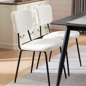 Oakham 709688503369 Dining Chairs Set Of 4 Modern Kitchen Boucle Upholstered White